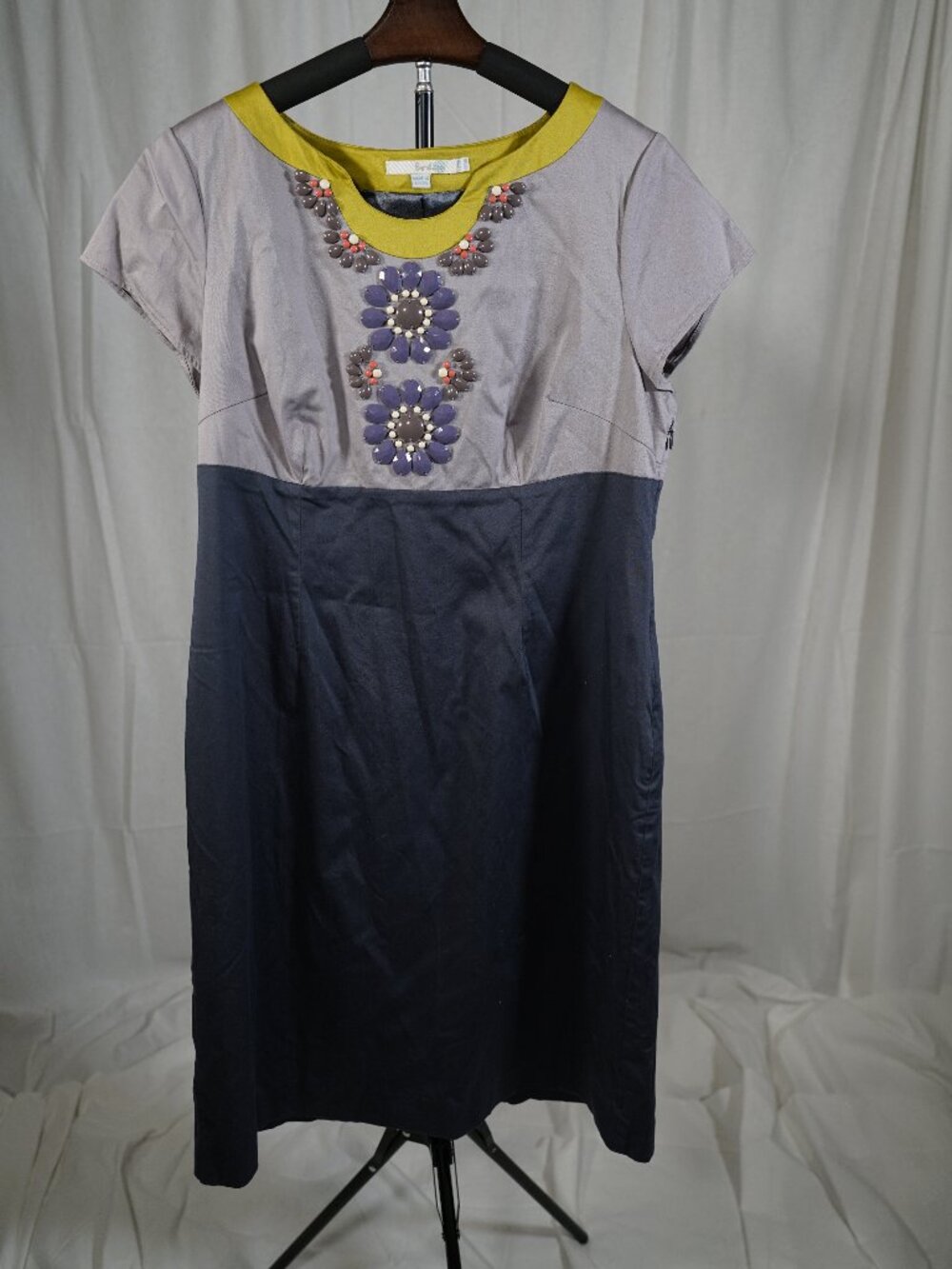 Boden Embellished Colorblock Cotton Dress US 12 Work Party Statement